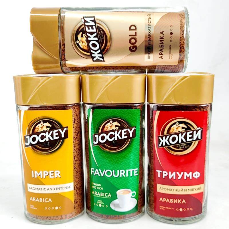 进口俄罗斯黑咖啡粉冻干速溶三合一骑士浓香提神防困苦味纯黑咖啡