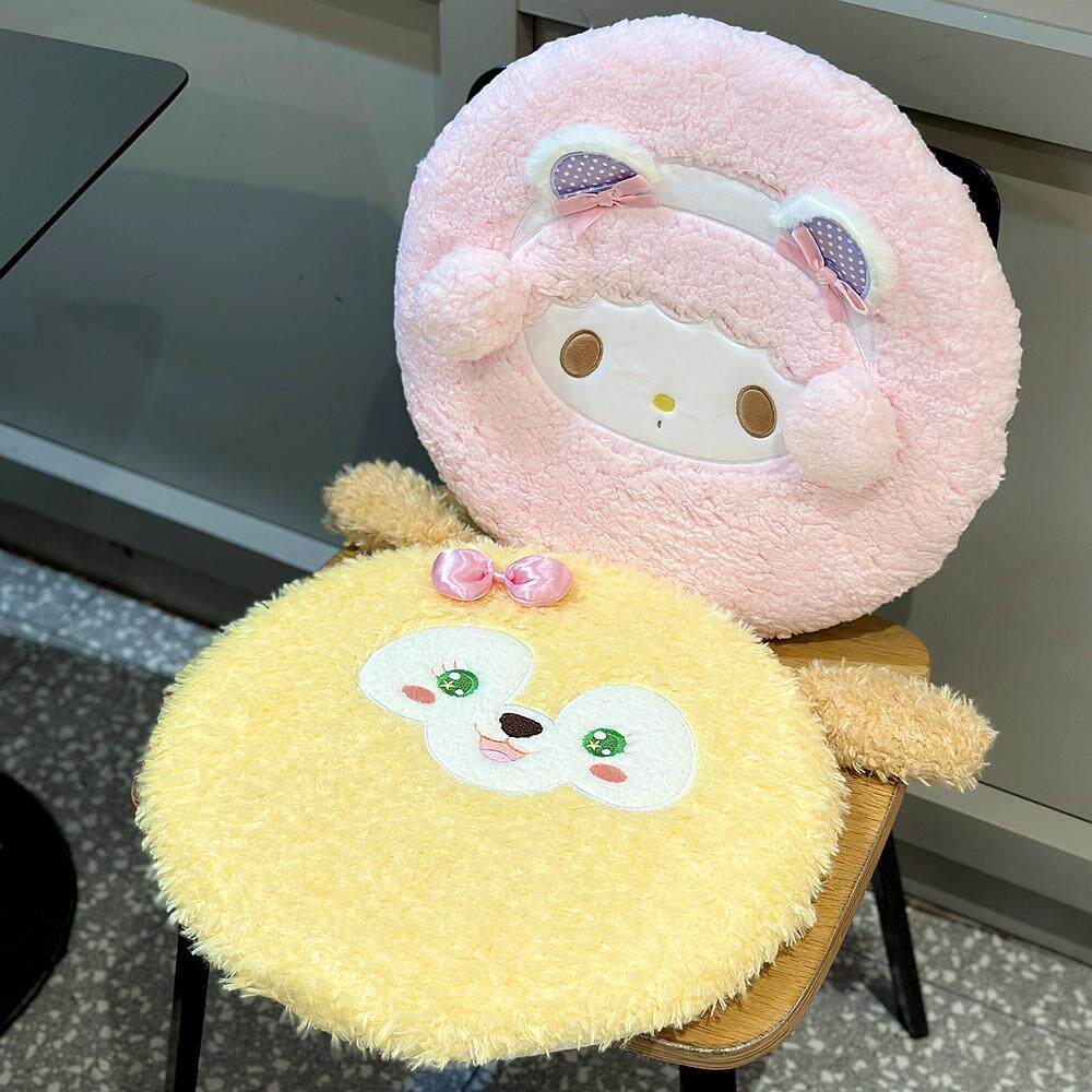 椅子靠垫秋冬可爱卡通毛绒办公室久坐靠垫可拆卸和可洗涤加厚记忆