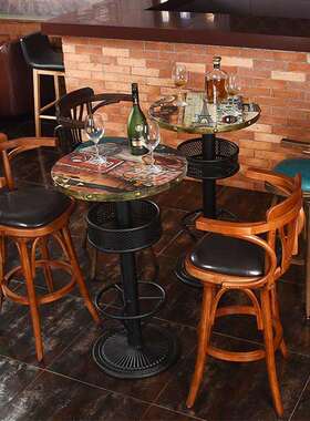 现xkq-98代简约村高吧椅旋转高脚凳吧台椅吧美式乡酒用实木家小户