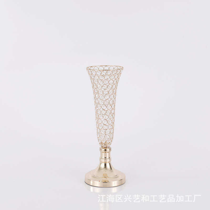 现代厂家水晶烛台铁欧式摆高脚花简约艺器电镀工艺品餐厅批发家用