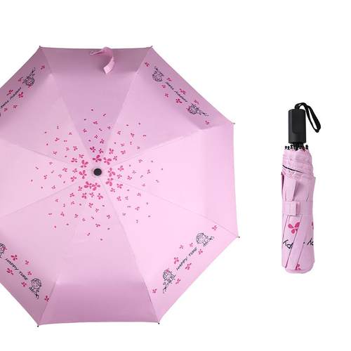 正品sui伞no线梅花伞 黑胶遮s阳伞防晒防紫外太阳女小清新三折伞