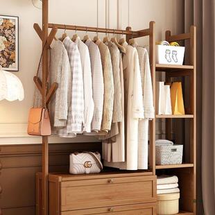 挂衣架落地式实木衣帽架卧室门后室内家用入户衣架收纳柜一体靠墙