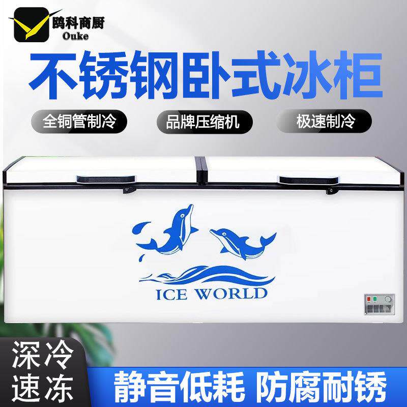 卧式铜管冷藏冷冻商用节能冷冻柜家用单温速冻冰柜