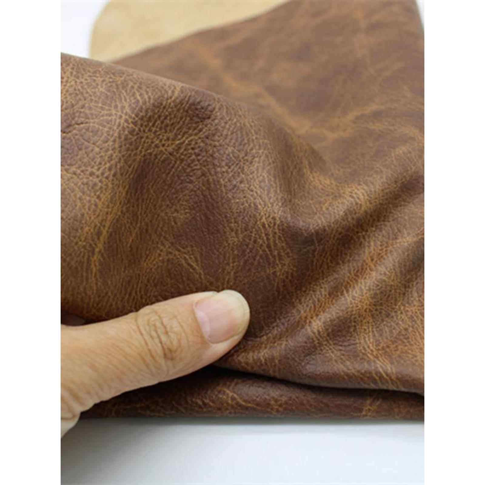 头层牛皮皮料真皮红哑光棕色蜡变爆裂纹油蜡皮沙发皮床式座椅牛皮