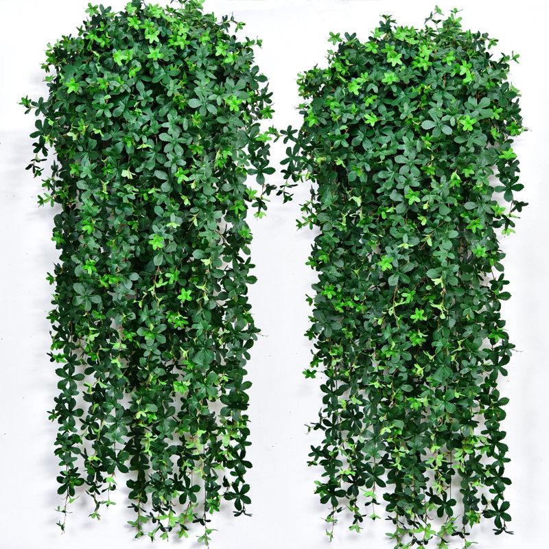 彷真招财树叶子墙壁挂吊篮塑料假花藤条装饰绿植藤蔓摆设植物吊兰