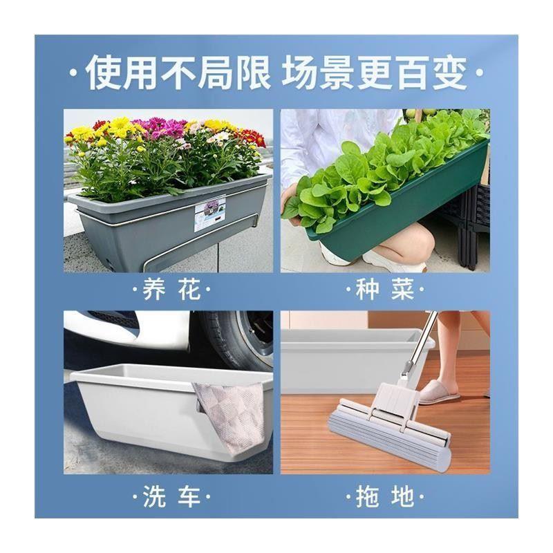 塑料拖把池带排水管清洗平板拖把桶窄长方形拖布盆阳台下水桶胶棉