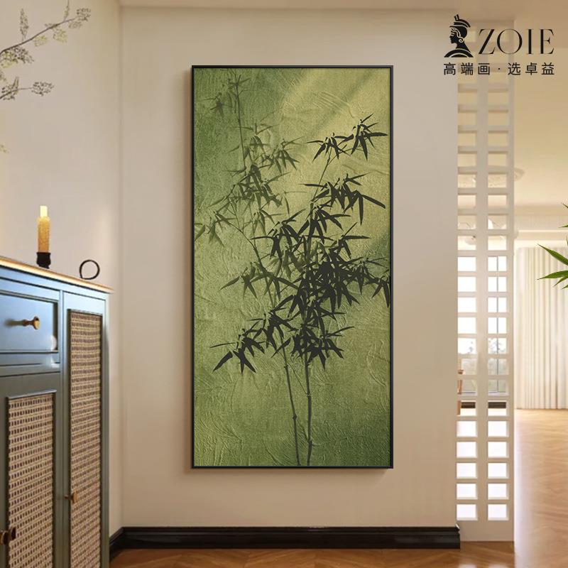 墨竹中古风装入户尽玄关饰画绿色走廊过道壁头挂画新中式YD805449