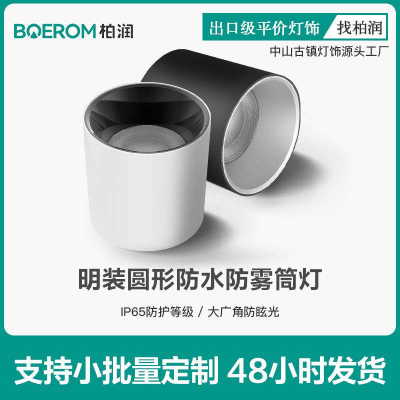 明装筒灯简约圆形led灯客厅阳台厨卫深杯防水筒灯大瓦数防眩射灯