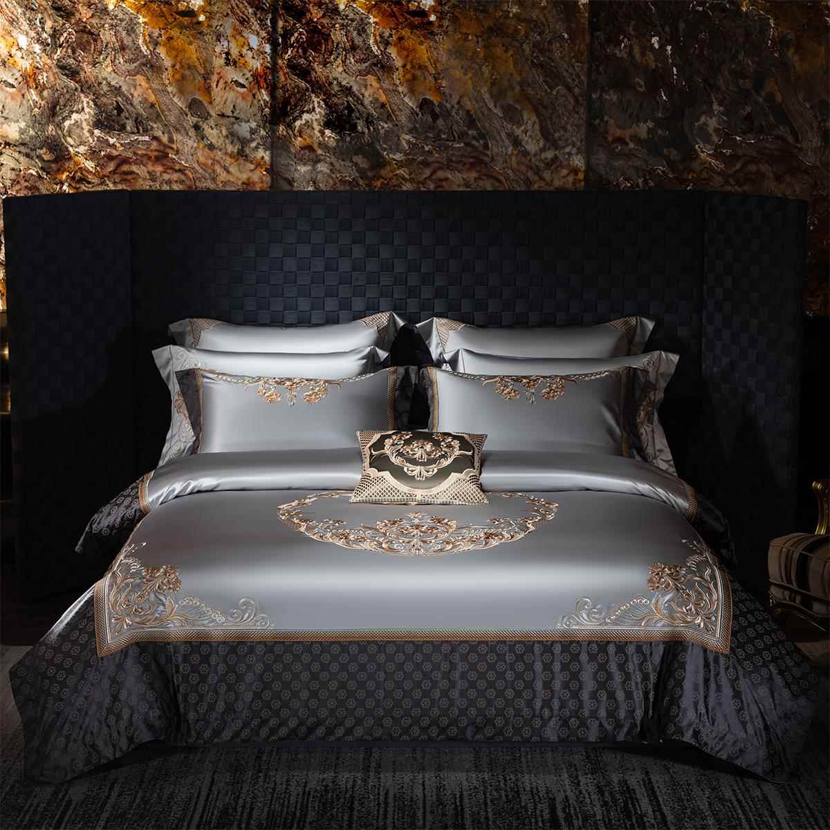 高档欧式高档全棉支刺绣件套1棉40真丝纯四棉奢华别墅床上用品十