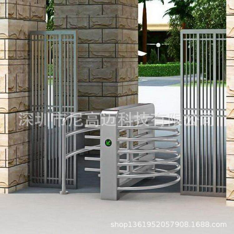 供应十字式半高转闸门刷卡考勤人行通道挡闸机手推单向门三杆栅门