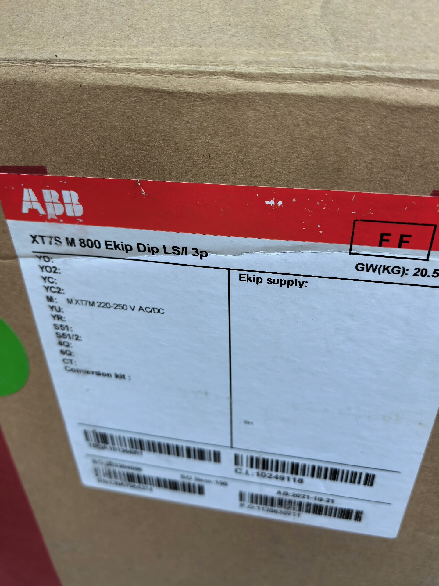 ABB，塑壳断路器XT7S M 800 EKip LSI 3