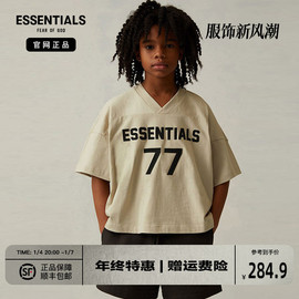 2022FOG Fear Of God Essentials儿童77印花V领橄榄球短袖T恤