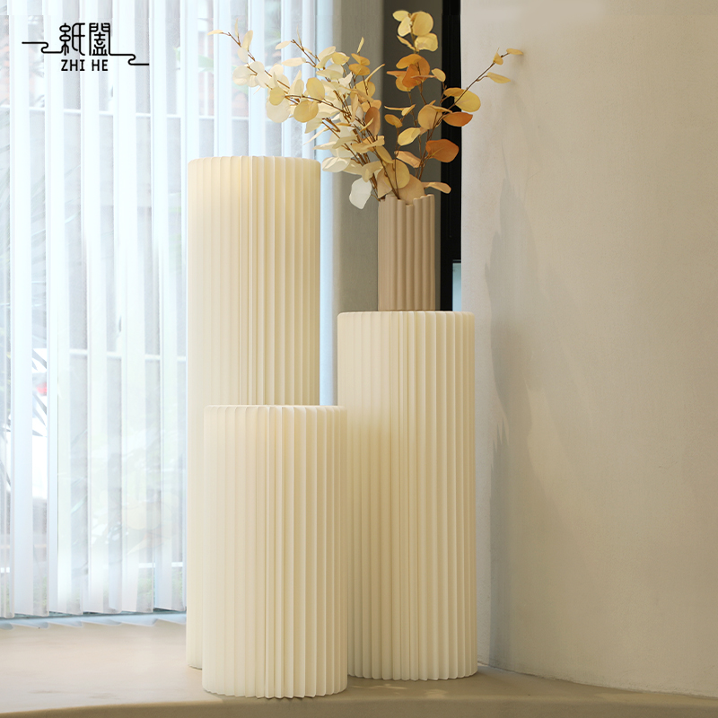 婚礼路引折纸圆柱置物架艺术创意摆件可折叠展示台婚庆陈列台装