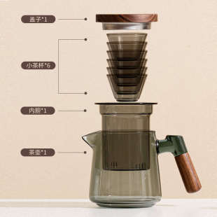 瓷邻 茶具茶壶玻璃快客杯可明火煮茶 旅行茶具套装 户外露营便携式