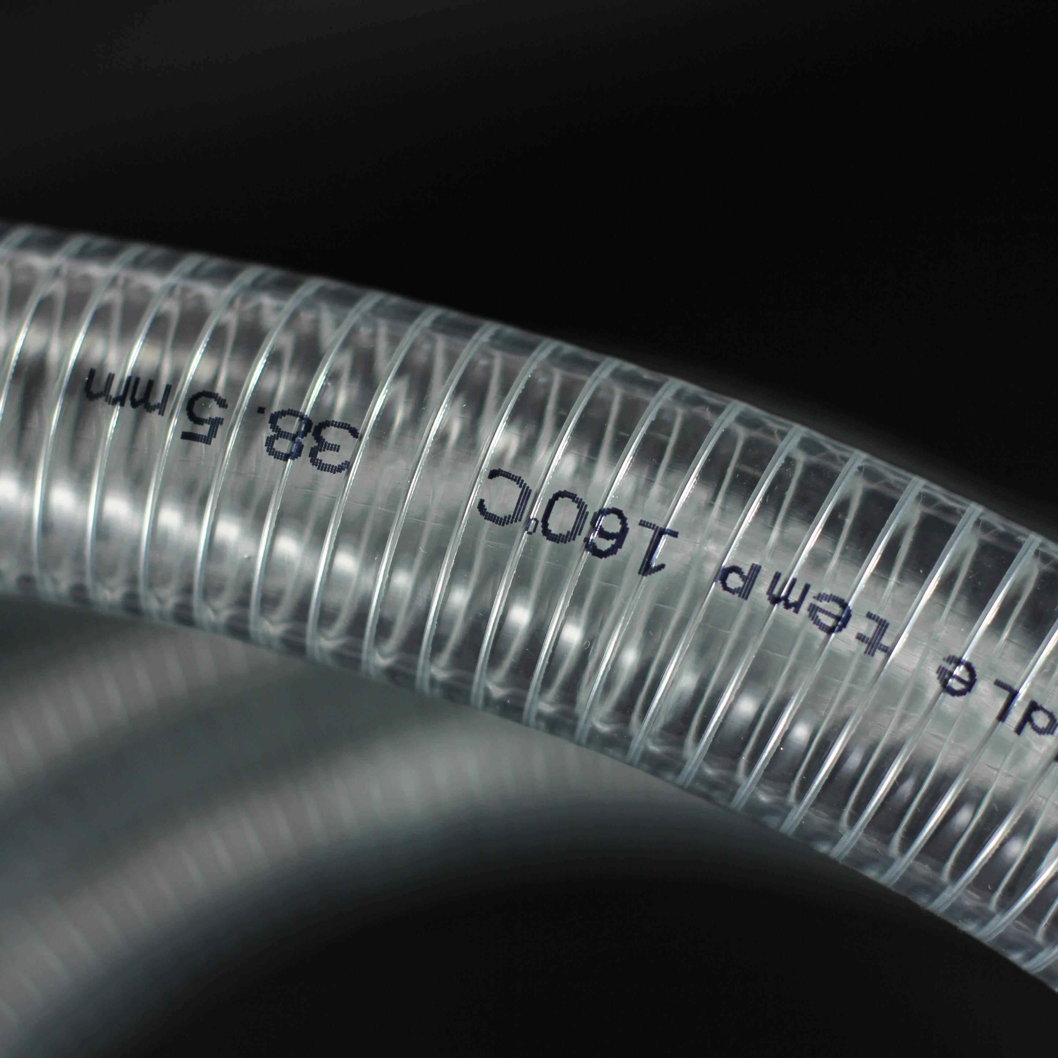 耐高温160°PVC钢丝透明钢丝软管高温吸料管注塑机吸料管中央供料