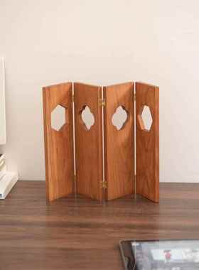 中式桌面小屏风摆件隔断遮挡砚屏樱桃木工艺品书房摆台装饰品送礼