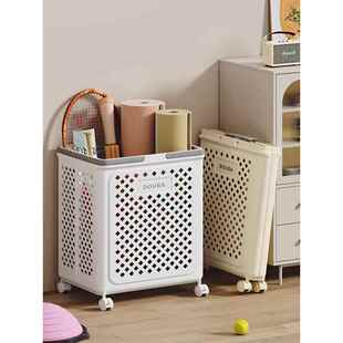 瑜伽垫收纳筐家用带轮可折叠大号运动健身器材置物架杂物整理篮