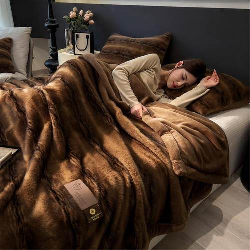 大金貂毛毯超厚双面加绒毯子冬天加厚沙发床上用送人午睡毯盖被