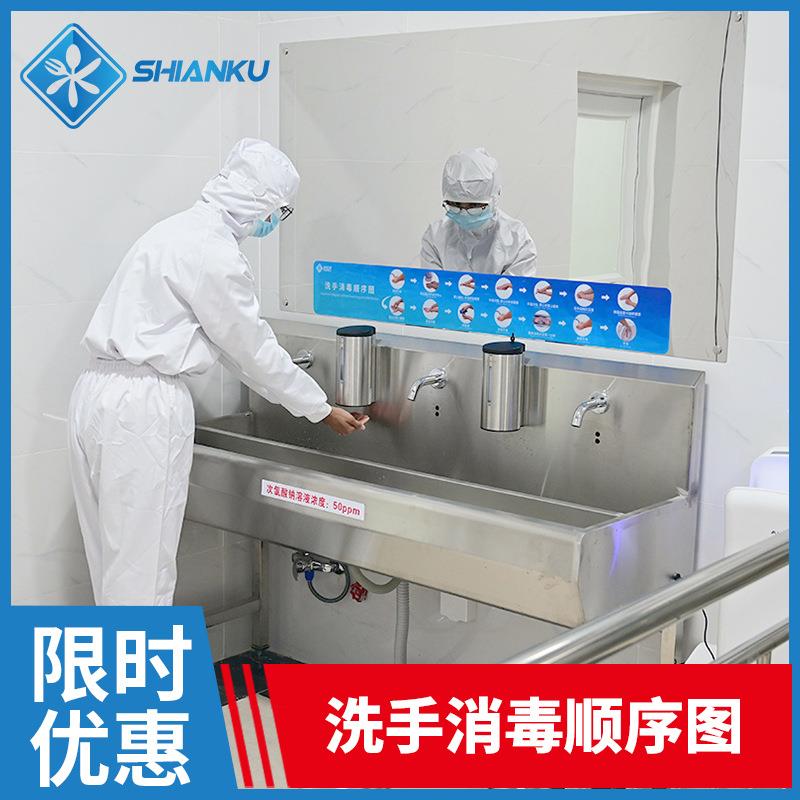 食安库洗手消毒流程指示牌顺序图3M背胶 磨砂PVC15mm加厚材质