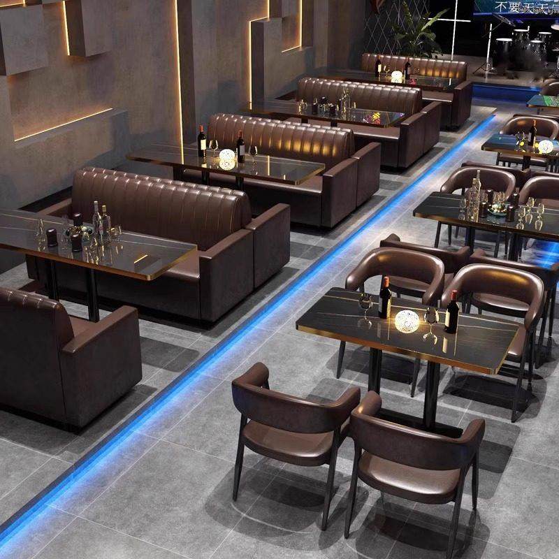 咖啡厅酒吧清吧桌椅组合酒馆西餐烧烤奶茶店沙发覆古休闲餐饮卡座