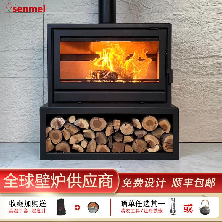 senmei IMX2欧式覆古真火壁炉燃木取暖家庭住宅双层设计24kw