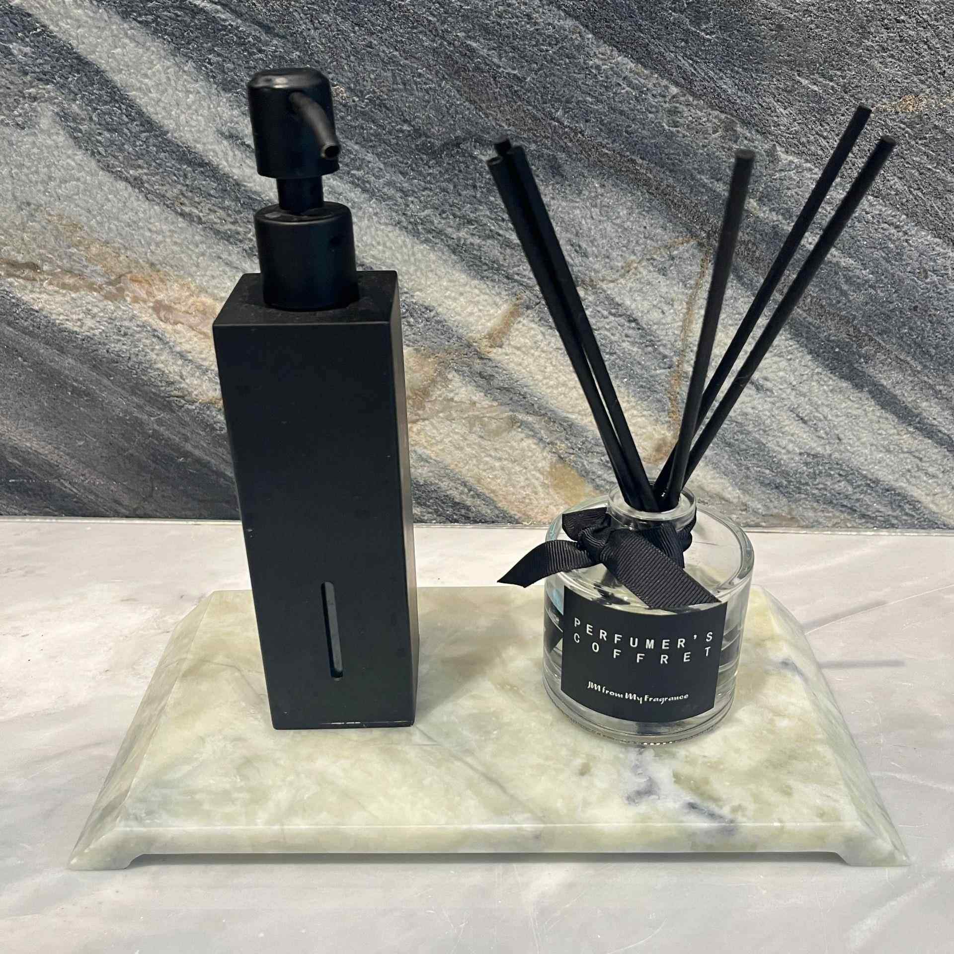 绿镜之眼天然大理石托盘方形收纳家居摆件装饰品样板间酒店软装