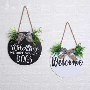 木质欢迎门牌定制挂牌工艺品美式乡村风格手工艺挂件装饰牌