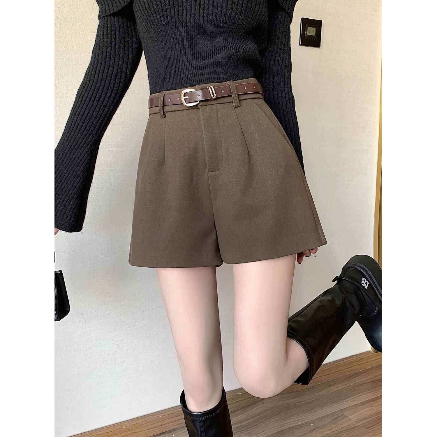 咖色毛呢阔腿裤子女夏季保暖运动护腰小个子a字短裤外穿靴裤裙裤,运动/瑜伽/健身/球迷用品,运动护腰,淘宝优惠券,粉丝福利购,淘宝优惠卷