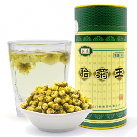 桐鸣牌胎菊王80克罐装，桐乡冲泡杭白菊花蕾，杭州特产新鲜饮茶花草茶