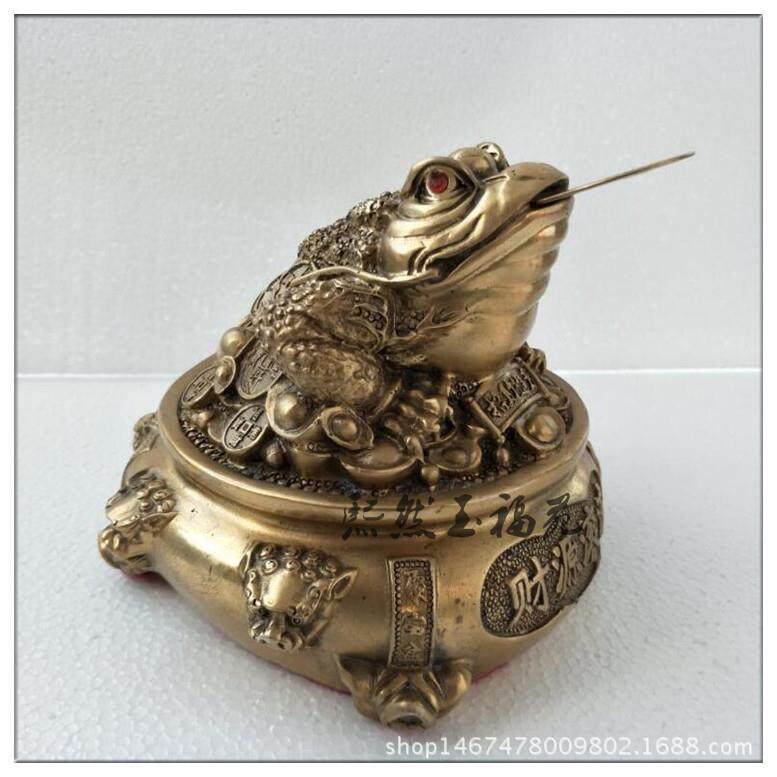 纯铜金蟾聚宝盆摆件铜三脚金蟾开业礼品风水铜器家居工艺品