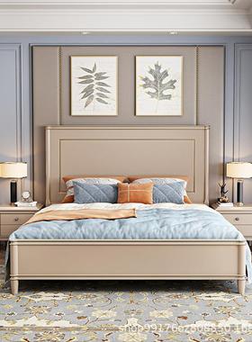 美式实木床轻奢储约代简白色1.8IYO米双人主卧室大家用单1.现5高