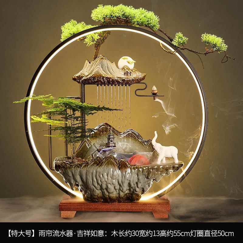 高档意招水财流摆件茶创循环水客厅生财家居装饰办公室桌面开 业