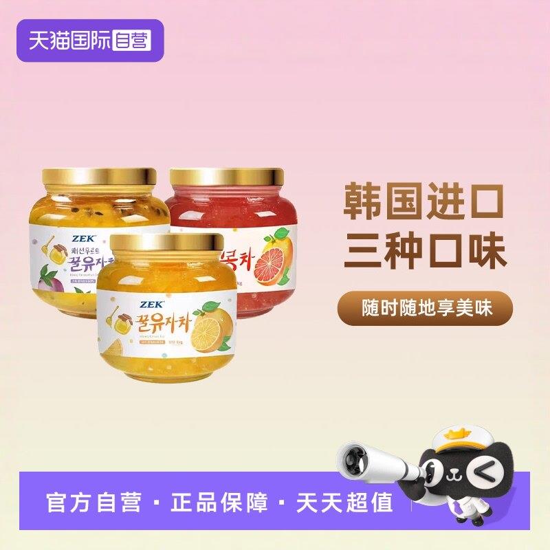【经营店】韩国进口ZEK百香果红西柚蜂蜜柚子茶1KG罐装冲饮果味茶