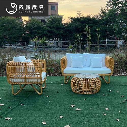 户外藤编沙发几组合庭防院花园露台闲休编织藤椅茶室外810防水晒