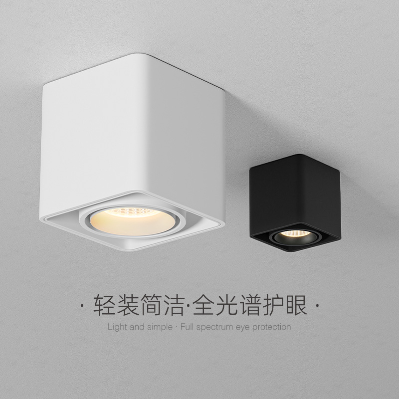 爱斯兰LED明装筒灯射灯单头防眩光无主灯玄关走廊灯免打孔吸顶灯