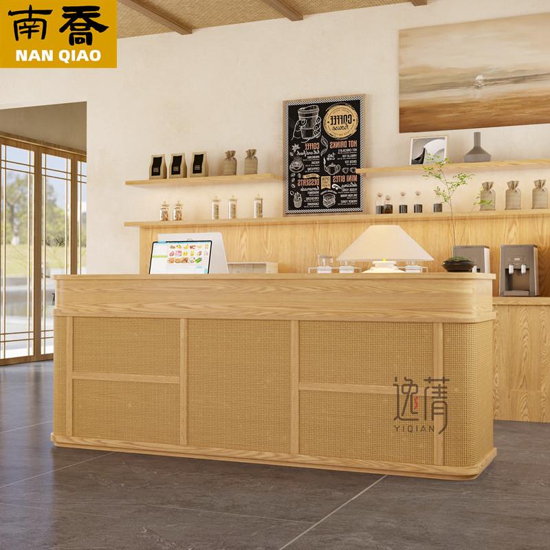 藤编收银台民宿奶茶服装店吧台收银台店铺柜台日韩餐饮前台接待台