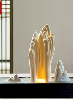 LO.GULEYA中式流水家居摆件雾化加湿器办公桌面客厅开业乔迁礼品