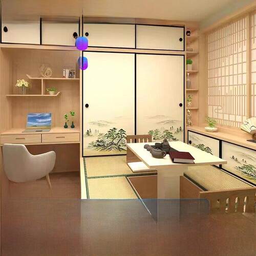 北京日式和室榻榻米全屋定制纯实木松木格子门整体衣柜卧室地台床