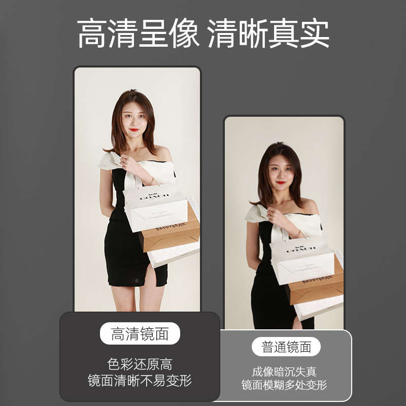 全身镜子贴墙自粘家用玄关壁挂试衣镜卧室挂墙穿衣镜免打孔等身镜