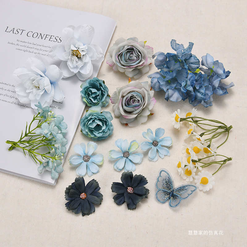 仿真花材料包diy手工材料古风头饰发饰汉服搭配花环帽子痛包配件