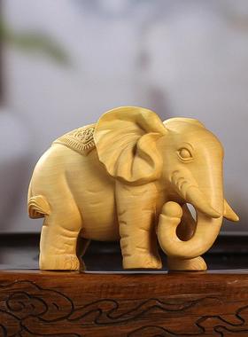 杨木件雕CWP刻文玩手把黄家件大象把玩件新中式居木质木装饰动物