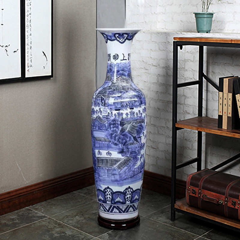 景德镇陶瓷器落地大花瓶中式家居客厅装饰大摆件大号乔迁开业礼品