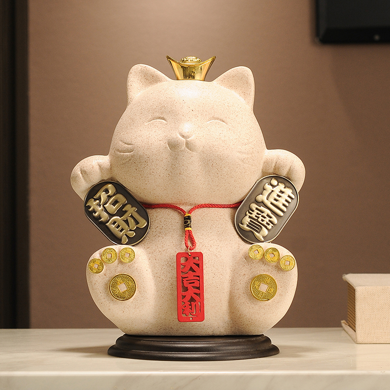 招财猫前台摆件家居装饰品轻奢高档开业礼物客厅入户乔迁新居礼品