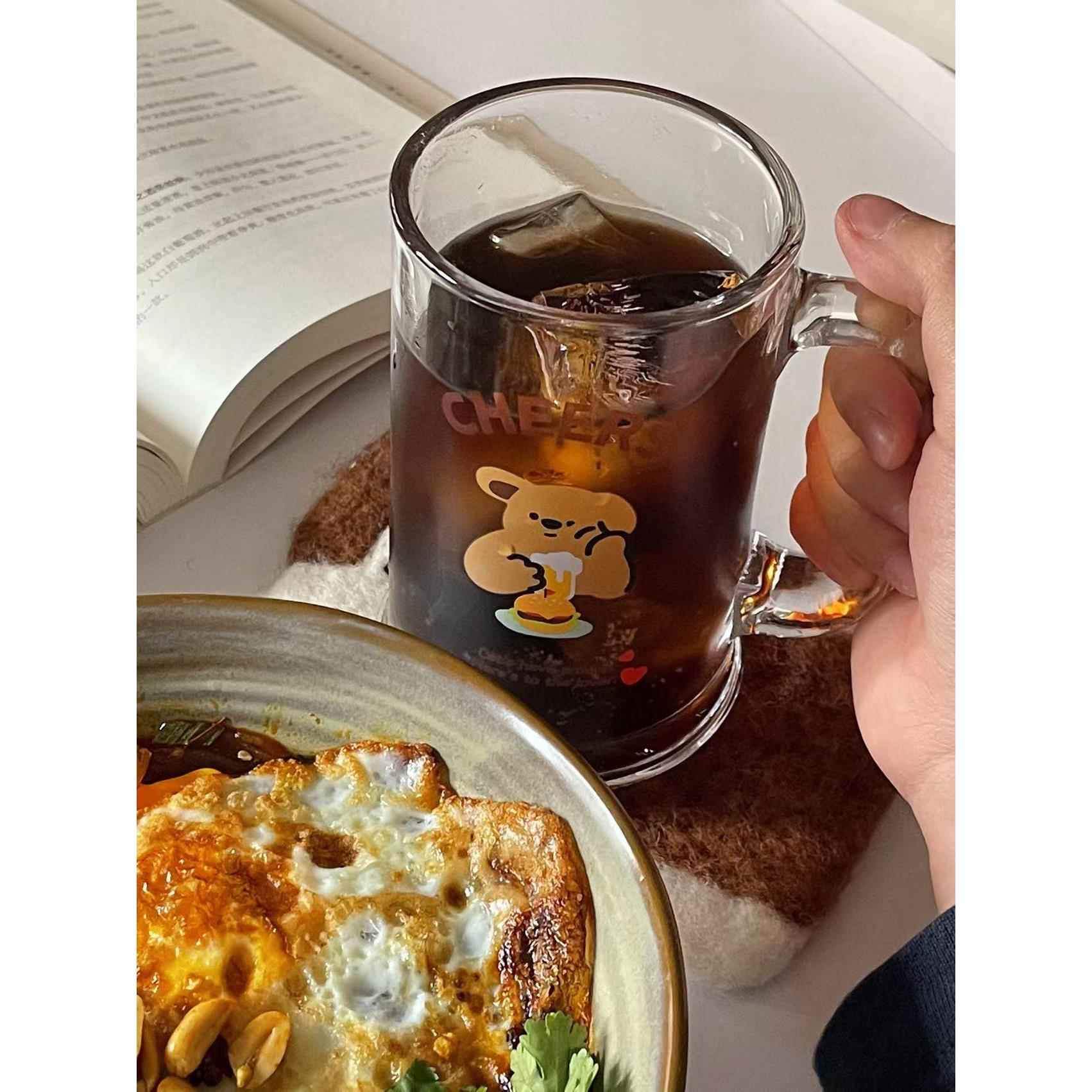 南扎小狗啤酒杯可爱兔子姜艳同款玻璃水杯礼品牛奶杯冷饮杯