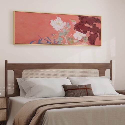 闻说庭花发暮春新中式花卉装饰画卧室床头挂画主人房墙壁画花鸟