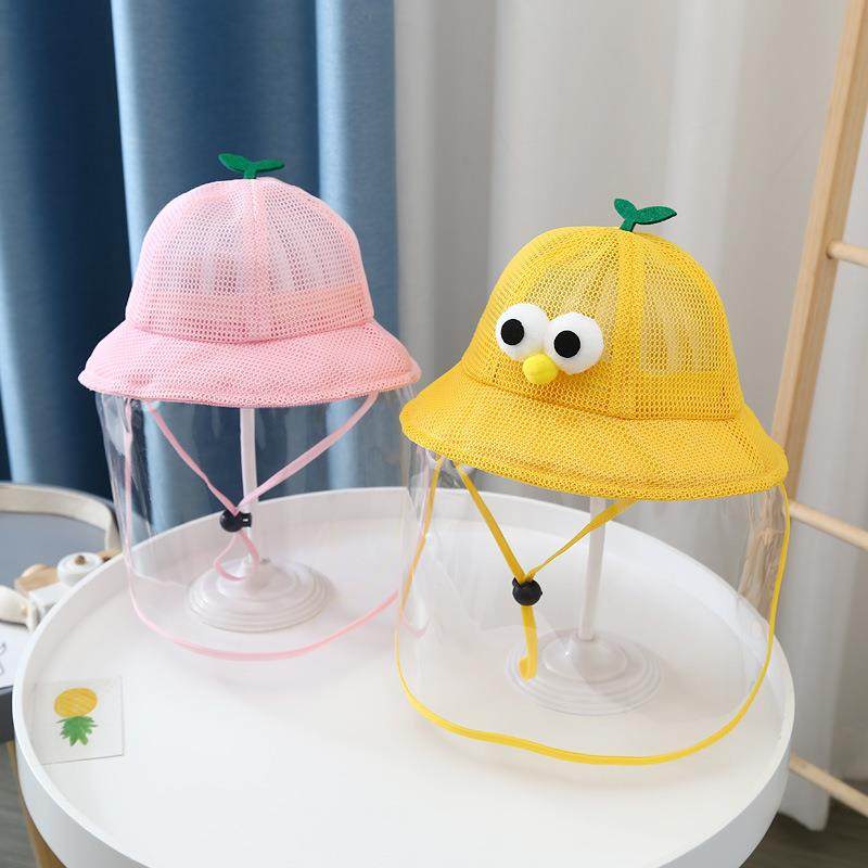 日本防护飞沫宝宝帽子儿童防晒婴幼儿遮脸面部唾沫面罩婴儿帽春夏
