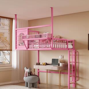 斯堪 纳维亚铁吊床多功能学生床现代极简主义阁楼床公寓阁楼床二