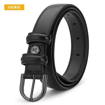 高档稻草人皮带女士真时尚简约黑色腰带百牛搭夏季in皮风装饰仔s