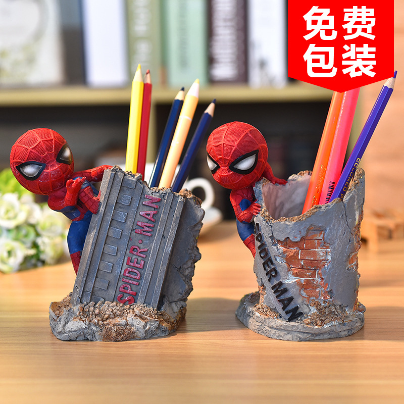 蜘蛛侠笔筒收纳盒创意个性桌面摆件男生生日礼物特别实用创意同学