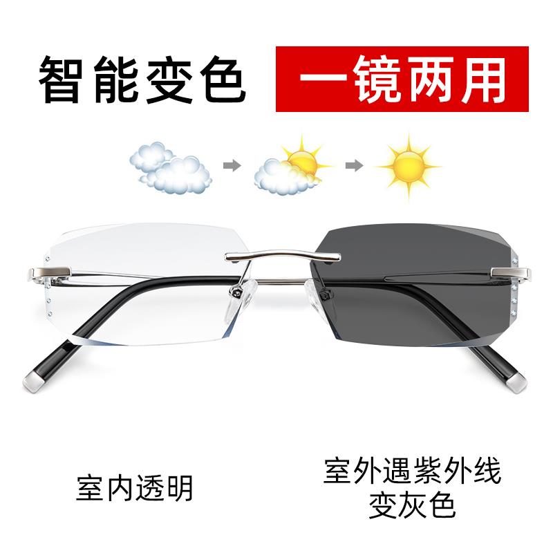 高档镜近视眼男防射抗蓝光疲劳镜眼镜平光变色防蓝光成品无框眼防